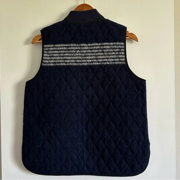 Madewell Blue/White Reversible Vest in Stripe Wool/Quilted Size Small EUC - Picture 6 of 15